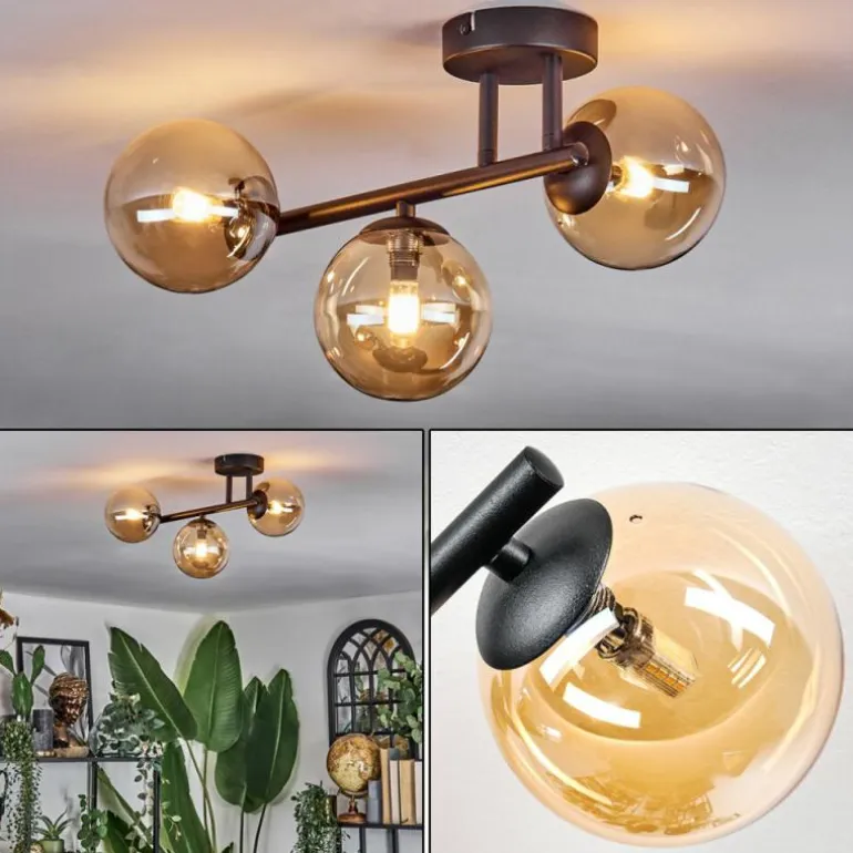 Chehalis Plafonnier, Boule lumineuse Ambre, 3 lumières