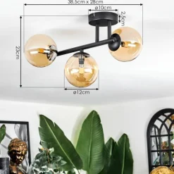 Chehalis Plafonnier, Boule lumineuse Ambre, 3 lumières