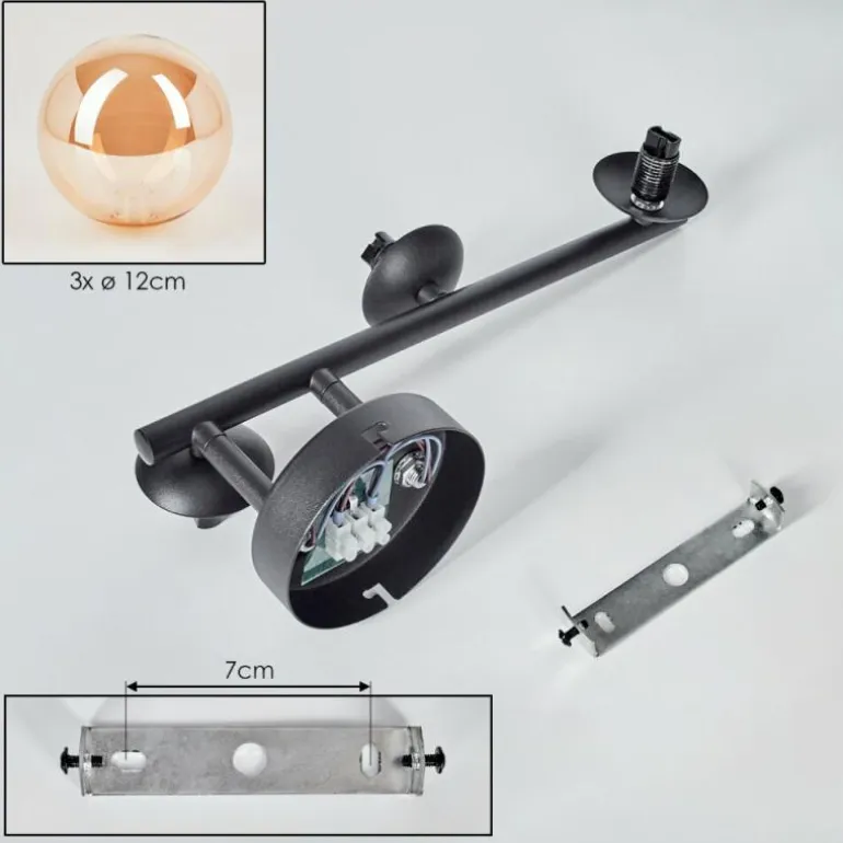 Chehalis Plafonnier, Boule lumineuse Ambre, 3 lumières