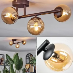 Chehalis Plafonnier, Boule lumineuse Ambre, 3 lumières