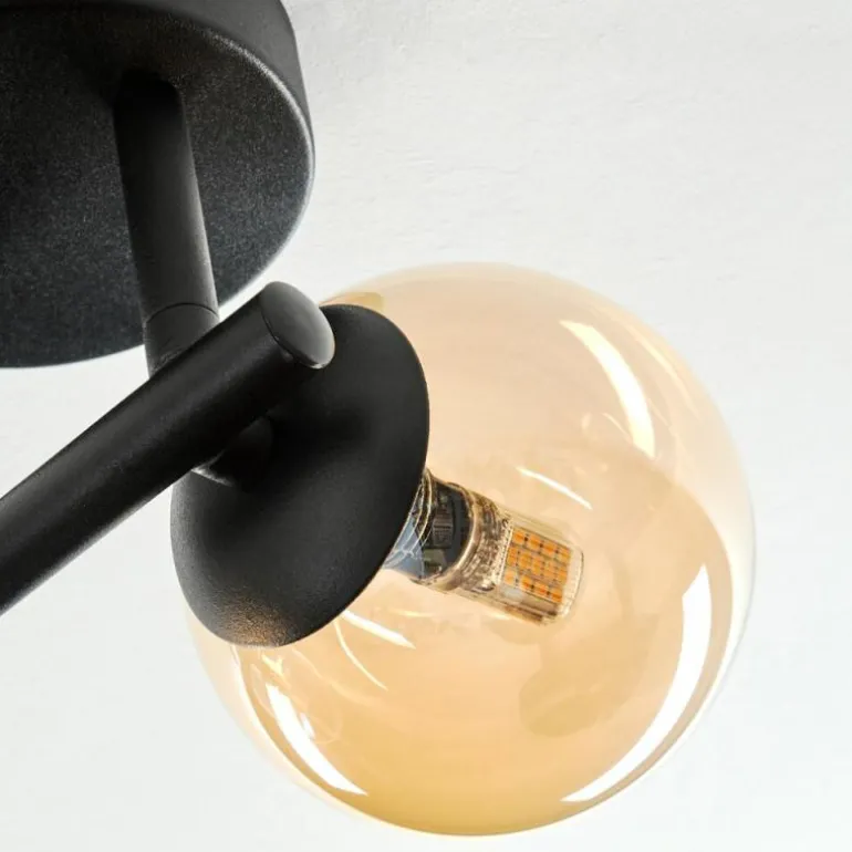 Chehalis Plafonnier, Boule lumineuse Ambre, 3 lumières