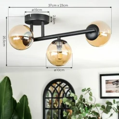 Chehalis Plafonnier, Boule lumineuse Ambre, 3 lumières