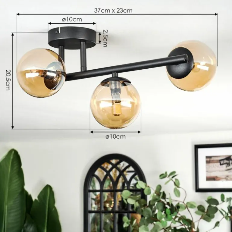 Chehalis Plafonnier, Boule lumineuse Ambre, 3 lumières