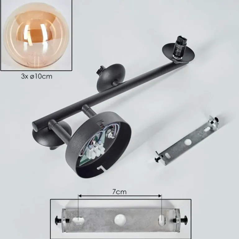 Chehalis Plafonnier, Boule lumineuse Ambre, 3 lumières