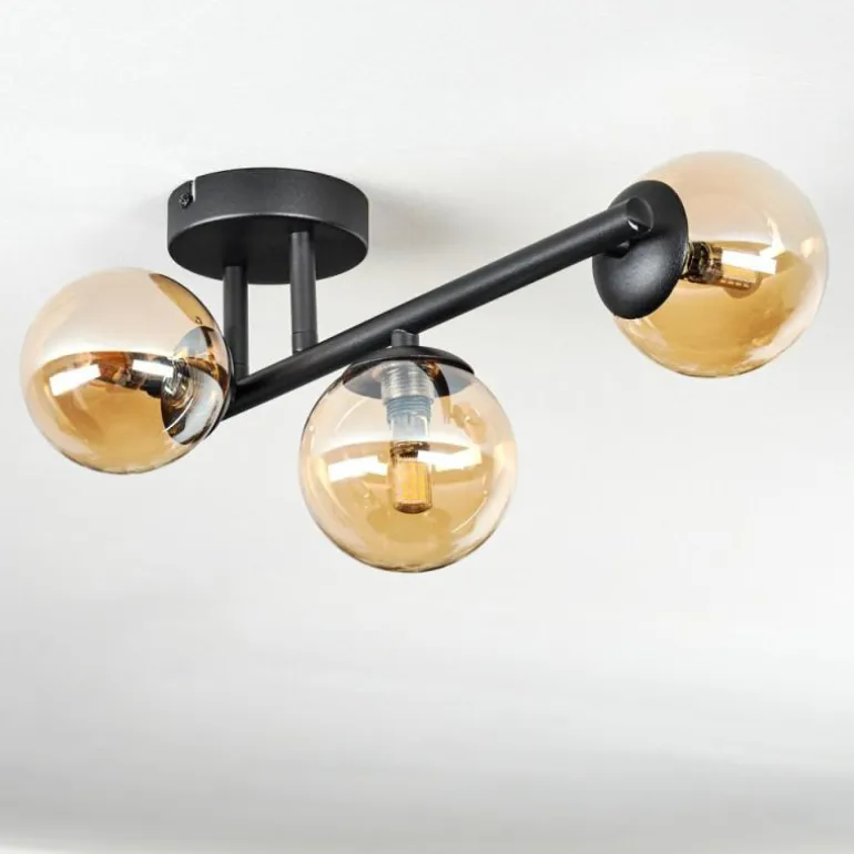 Chehalis Plafonnier, Boule lumineuse Ambre, 3 lumières