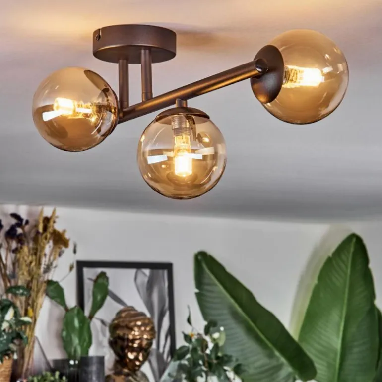 Chehalis Plafonnier, Boule lumineuse Ambre, 3 lumières