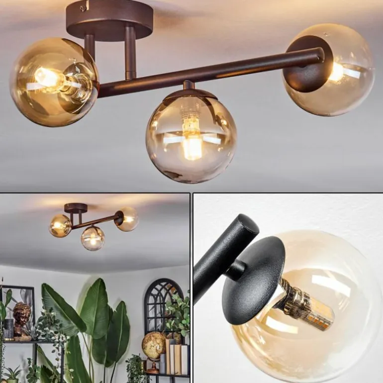 Chehalis Plafonnier, Boule lumineuse Ambre, Clair, 3 lumières
