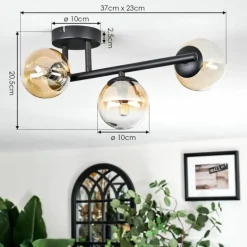 Chehalis Plafonnier, Boule lumineuse Ambre, Clair, 3 lumières
