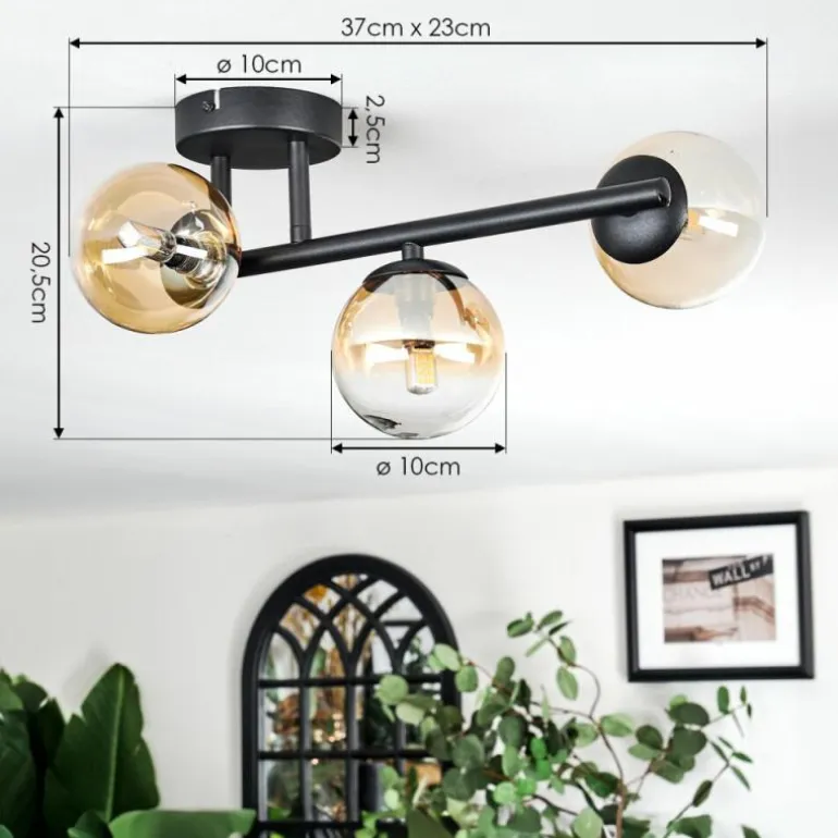 Chehalis Plafonnier, Boule lumineuse Ambre, Clair, 3 lumières