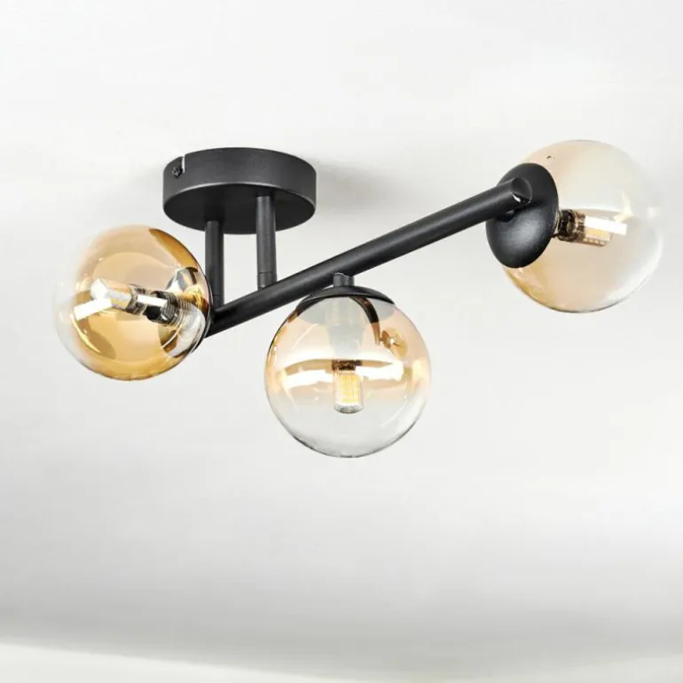 Chehalis Plafonnier, Boule lumineuse Ambre, Clair, 3 lumières