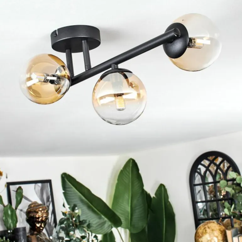 Chehalis Plafonnier, Boule lumineuse Ambre, Clair, 3 lumières