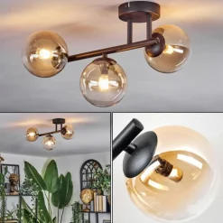Chehalis Plafonnier, Boule lumineuse Ambre, Clair, 3 lumières