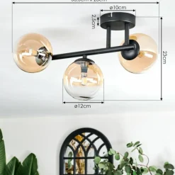 Chehalis Plafonnier, Boule lumineuse Ambre, Clair, 3 lumières