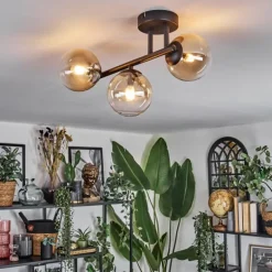 Chehalis Plafonnier, Boule lumineuse Ambre, Clair, 3 lumières