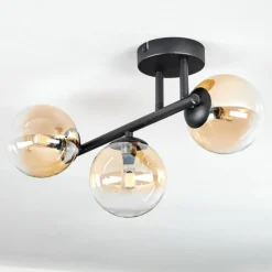 Chehalis Plafonnier, Boule lumineuse Ambre, Clair, 3 lumières
