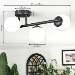 Chehalis Plafonnier, Boule lumineuse Blanc, 3 lumières