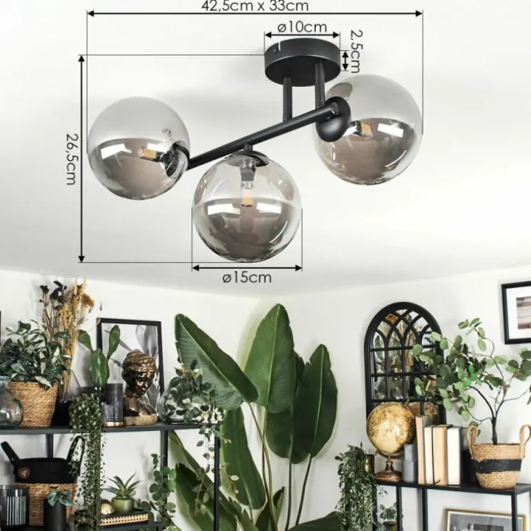 Chehalis Plafonnier, Boule lumineuse Fumé, 3 lumières