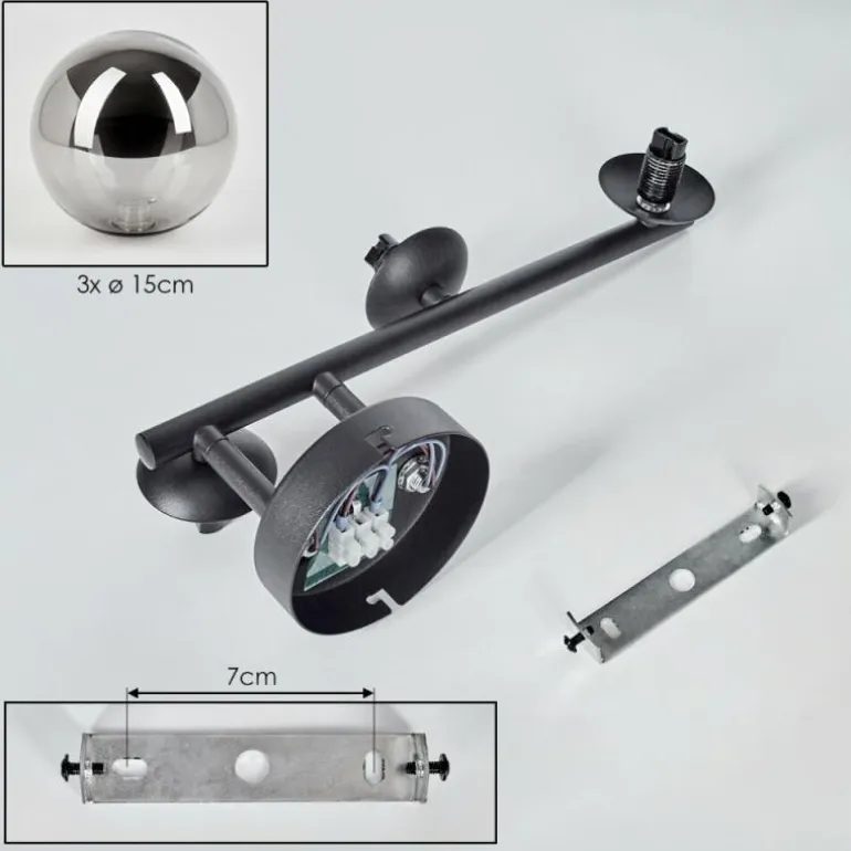 Chehalis Plafonnier, Boule lumineuse Fumé, 3 lumières