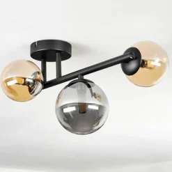 Chehalis Plafonnier, Boule lumineuse 23 cm Ambre, Fumé, 3 lumières
