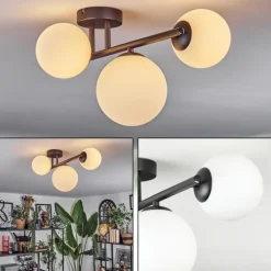 Chehalis Plafonnier, Boule lumineuse Blanc, 3 lumières