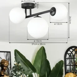 Chehalis Plafonnier, Boule lumineuse Blanc, 3 lumières