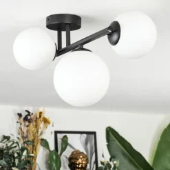 Chehalis Plafonnier, Boule lumineuse Blanc, 3 lumières