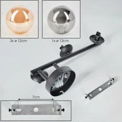Chehalis Plafonnier, Boule lumineuse Ambre, Fumé, 3 lumières