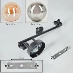 Chehalis Plafonnier, Boule lumineuse Ambre, Fumé, 3 lumières