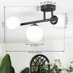 Chehalis Plafonnier, Boule lumineuse Blanc, 3 lumières