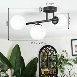 Chehalis Plafonnier, Boule lumineuse Blanc, 3 lumières