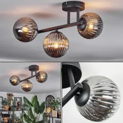 Chehalis Plafonnier, Boule lumineuse Fumé, 3 lumières
