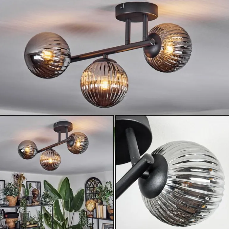 Chehalis Plafonnier, Boule lumineuse Fumé, 3 lumières