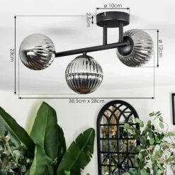 Chehalis Plafonnier, Boule lumineuse Fumé, 3 lumières
