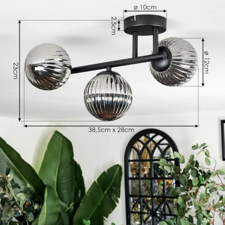 Chehalis Plafonnier, Boule lumineuse Fumé, 3 lumières