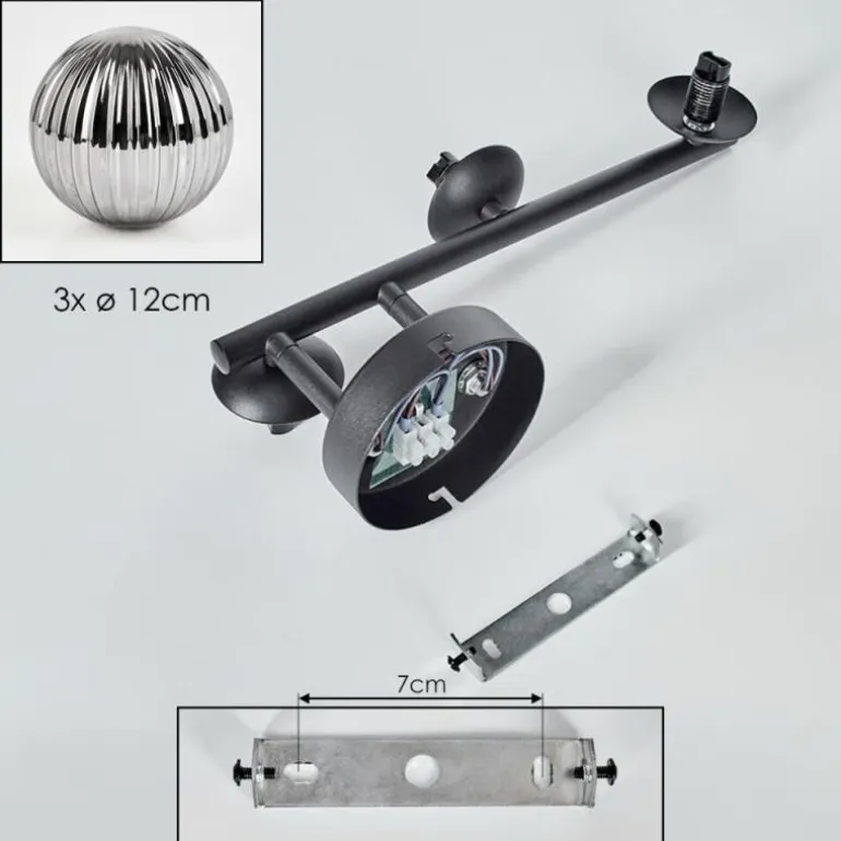 Chehalis Plafonnier, Boule lumineuse Fumé, 3 lumières