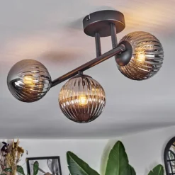 Chehalis Plafonnier, Boule lumineuse Fumé, 3 lumières