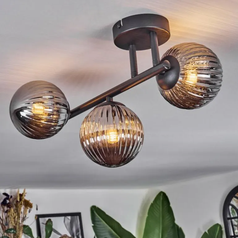 Chehalis Plafonnier, Boule lumineuse Fumé, 3 lumières