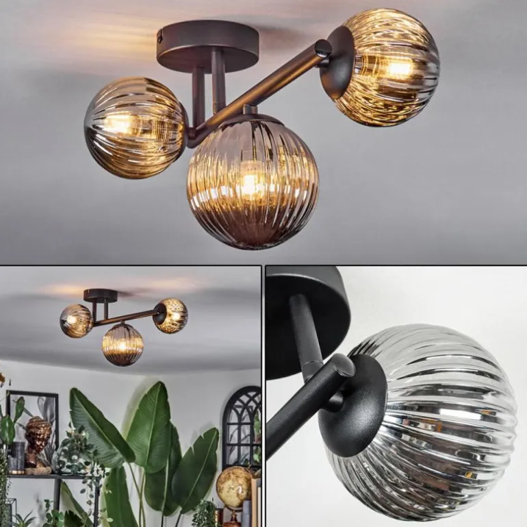 Chehalis Plafonnier, Boule lumineuse Fumé, 3 lumières