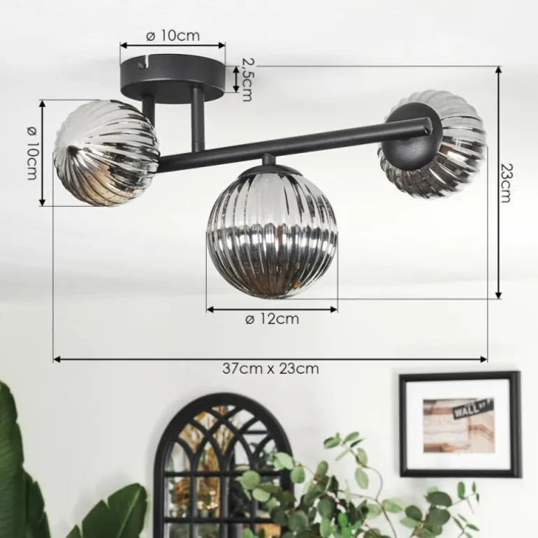 Chehalis Plafonnier, Boule lumineuse Fumé, 3 lumières