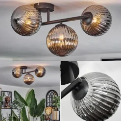 Chehalis Plafonnier, Boule lumineuse Fumé, 3 lumières