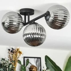 Chehalis Plafonnier, Boule lumineuse Fumé, 3 lumières