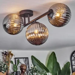 Chehalis Plafonnier, Boule lumineuse Fumé, 3 lumières