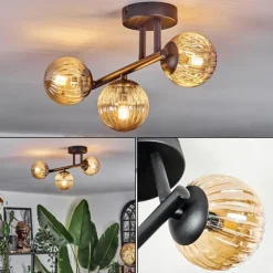 Chehalis Plafonnier, Boule lumineuse Ambre, 3 lumières