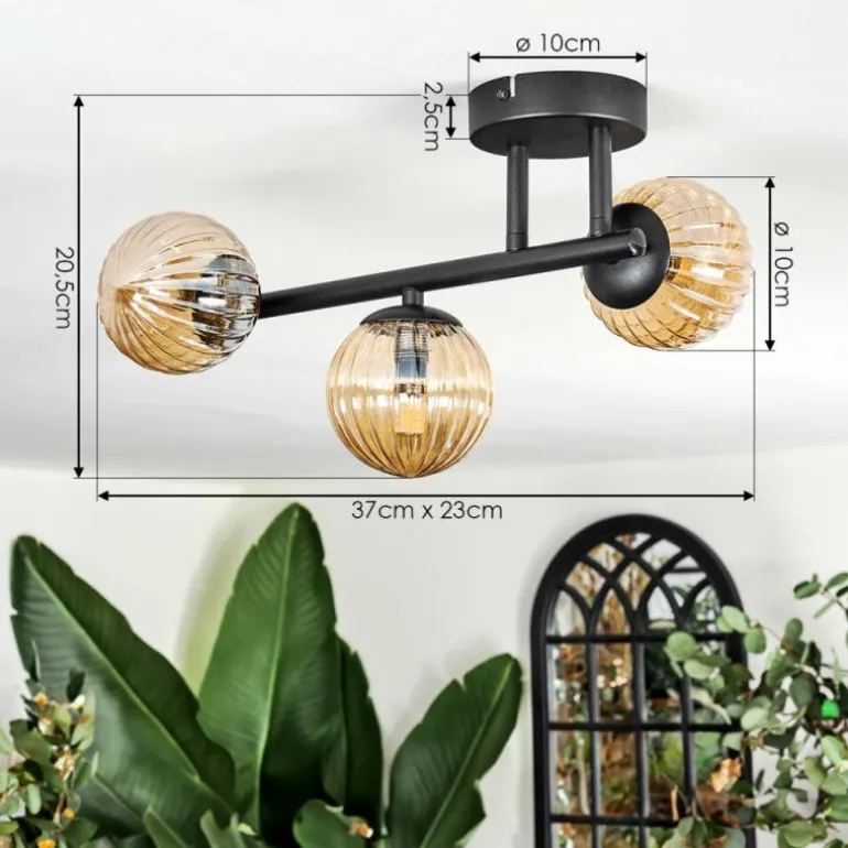 Chehalis Plafonnier, Boule lumineuse Ambre, 3 lumières