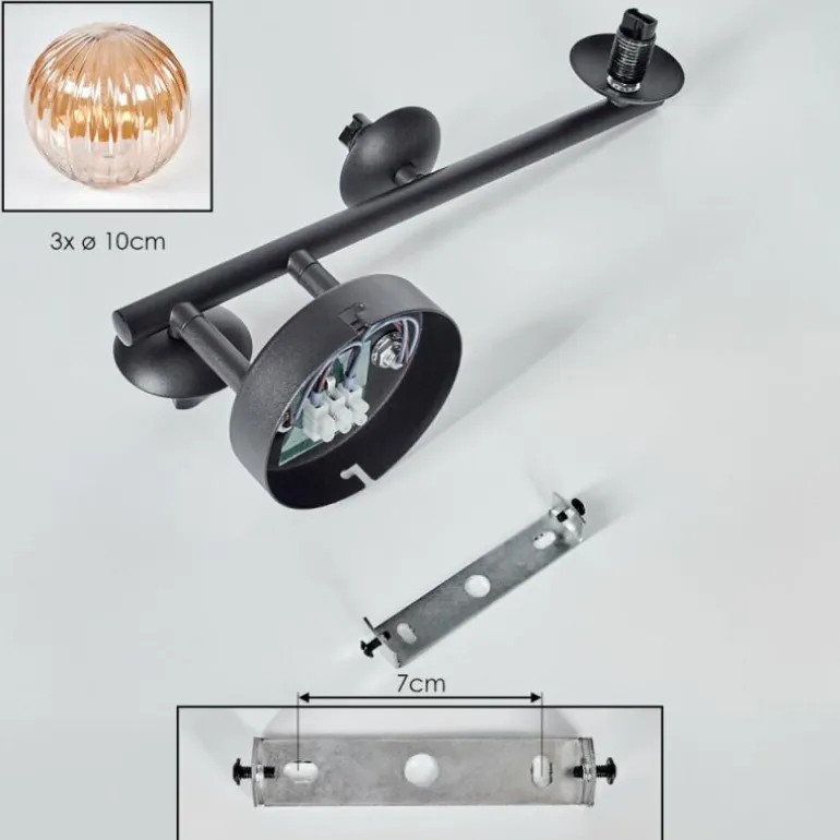 Chehalis Plafonnier, Boule lumineuse Ambre, 3 lumières