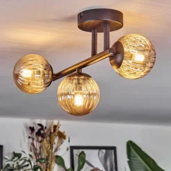 Chehalis Plafonnier, Boule lumineuse Ambre, 3 lumières