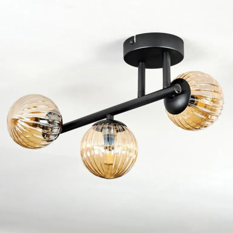Chehalis Plafonnier, Boule lumineuse Ambre, 3 lumières