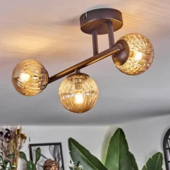 Chehalis Plafonnier, Boule lumineuse Ambre, 3 lumières