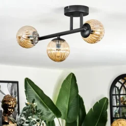 Chehalis Plafonnier, Boule lumineuse Ambre, 3 lumières