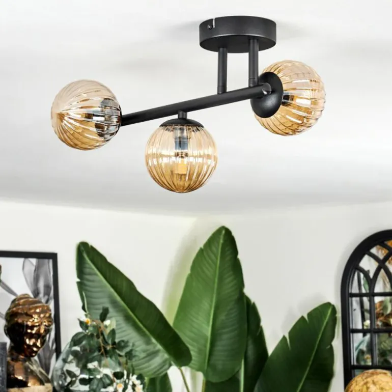 Chehalis Plafonnier, Boule lumineuse Ambre, 3 lumières
